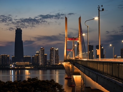 武汉市-夜色-夜景-建筑-名胜 图片素材