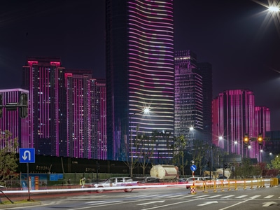 武汉市-哈苏-星芒-夜色-夜景 图片素材