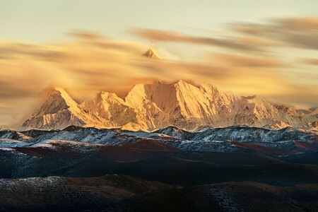 美景-晚霞-风光-雪山-日出 图片素材