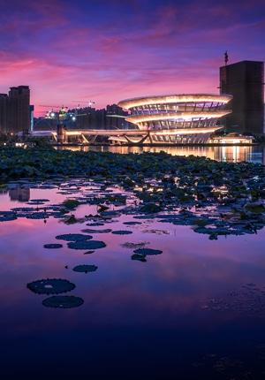 夜色-日落-云彩-建筑-夜景 图片素材