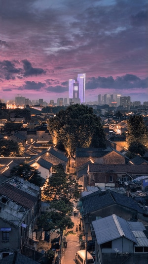 城市夜景-建筑-城市-夜晚-南京 图片素材