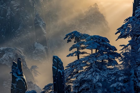 彩色-旅游-黄山-山-山峰 图片素材