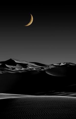 创意-黑白-后期-沙漠-月亮 图片素材