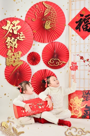春节-孩童-儿童-小孩-小女孩 图片素材