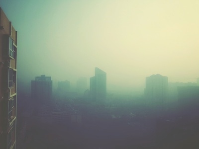 西安雾霾-生活-城市-雾霾-建筑 图片素材