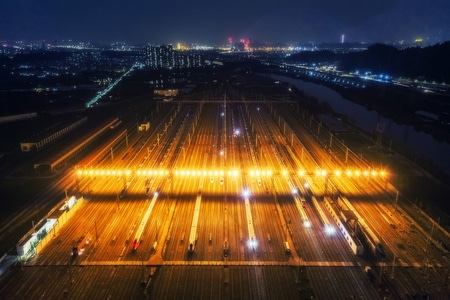 广州-航拍-高铁-列车-城市风光 图片素材