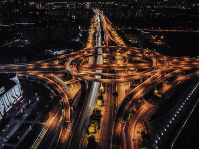 城市-航拍-夜色-桥-桥梁 图片素材