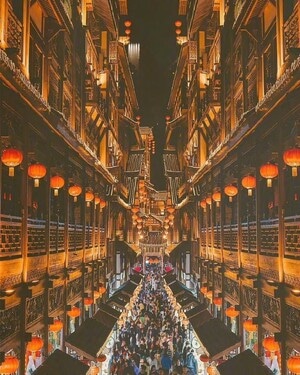 旅行-我和我的祖国-街景-夜景-人潮 图片素材