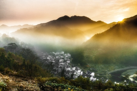 风光-日出-迷雾-风景-风光 图片素材