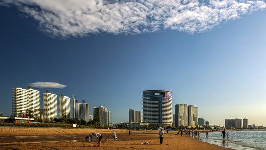 城市建筑-落潮-海滩-原创-天空 图片素材