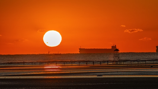 大海-船舶-北戴河海滩-原创-太阳 图片素材