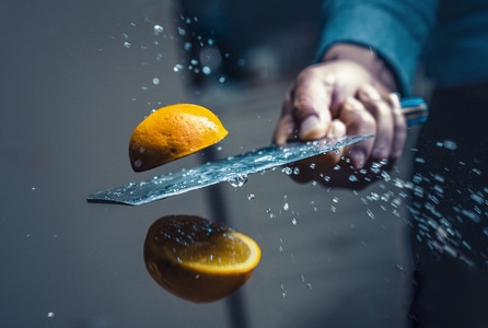 切水果-橙子-菜刀-水果之夏-小清新 图片素材