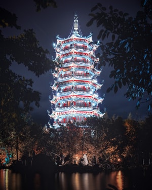 桂林-两江四湖-日月双塔-建筑-城市风光 图片素材