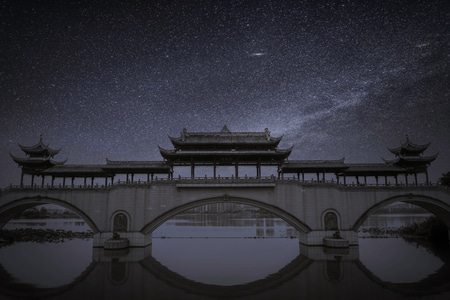 夜色-看你的城市-桥-亭子-拱桥 图片素材