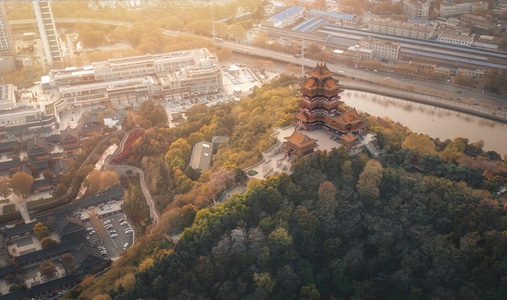 城市-建筑-南京-日落-阅江楼 图片素材