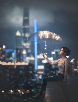 人像-夜景人像-霓虹灯-女生-少女 图片素材