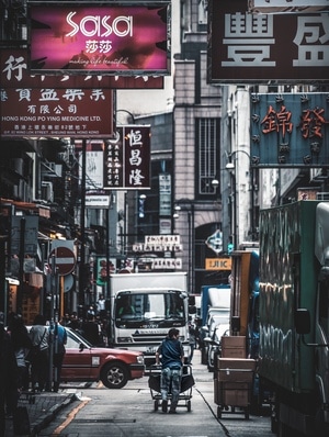 香港-城市-扫街-街景-理发店 图片素材