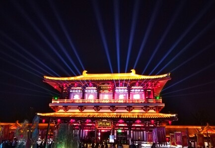 线条-夜景-建筑-古建筑-夜景 图片素材