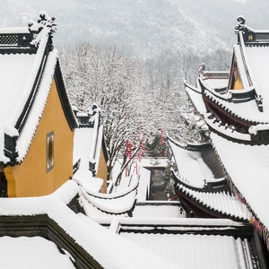 和尚-禅-杭州西湖-灵隐寺-雪景 图片素材