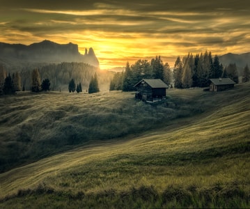 意大利-多洛米蒂-alpedisiusi-风光-田园 图片素材