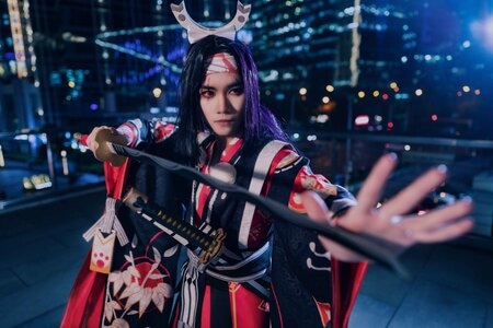 cosplay-鬼切-阴阳师-夜景-闪灯 图片素材