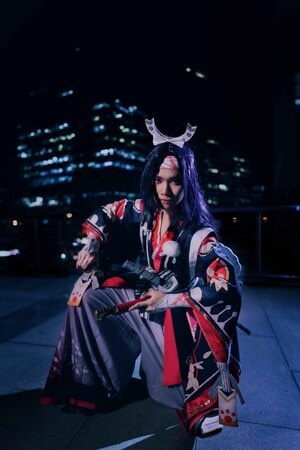 cosplay-鬼切-阴阳师-夜景-闪灯 图片素材
