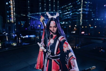 cosplay-鬼切-阴阳师-夜景-闪灯 图片素材