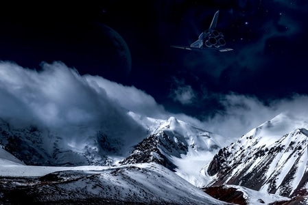 逃离地球-飞向太空-雪山-风景-风光 图片素材