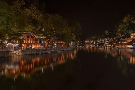 凤凰古城-夜晚-古镇-湘西-凤凰古城 图片素材