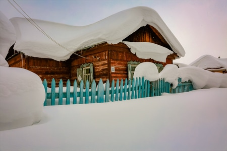 呼伦贝尔-满洲里-雪景-房屋-木屋 图片素材