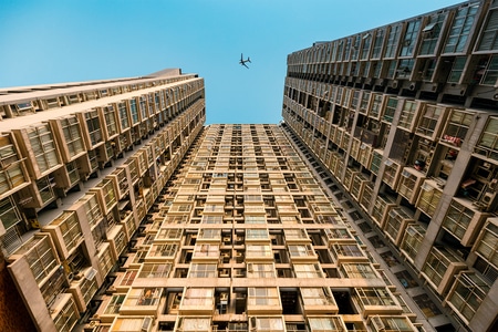 建筑-大楼-小区-仰望-天空 图片素材