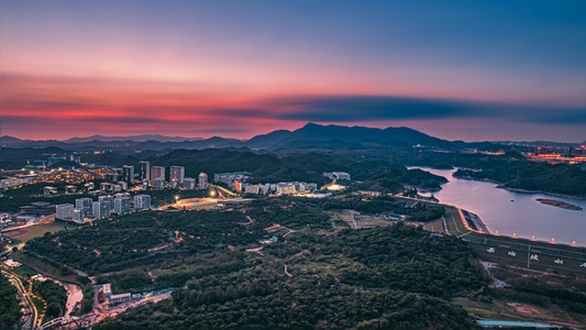 深圳市-地平线-天际线-鲜艳-山 图片素材
