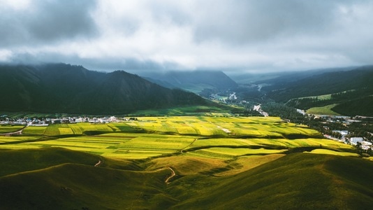 风光-天空-田野-山脉-风光 图片素材