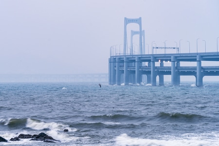城市风光-桥-日出-建筑-桥 图片素材