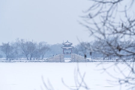 颐和园-建筑-旅游-疫情防控中的新年-雪景 图片素材