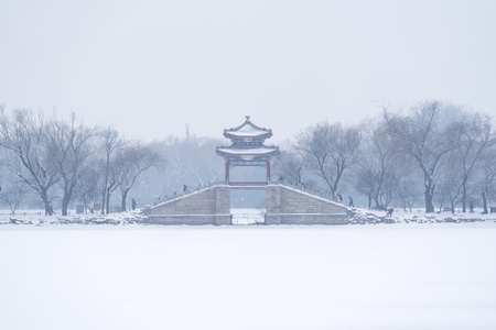 颐和园-建筑-旅游-疫情防控中的新年-雪景 图片素材