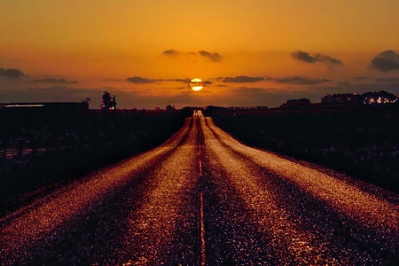 风光摄影-日落-太阳-远方-道路 图片素材
