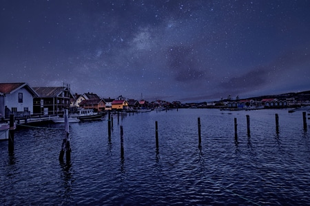 挪威-夜-风景-港湾-湖 图片素材
