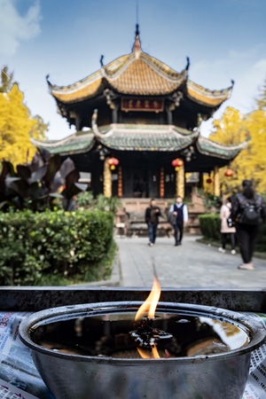 青羊宫-成都-银杏-初冬-火盆 图片素材
