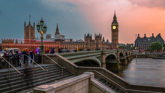 英国-大本钟-桥-落日-夜景 图片素材