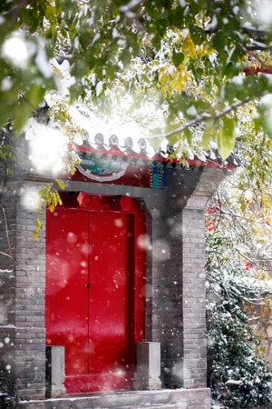 北京大学-北大-冬天-下雪-古建筑 图片素材
