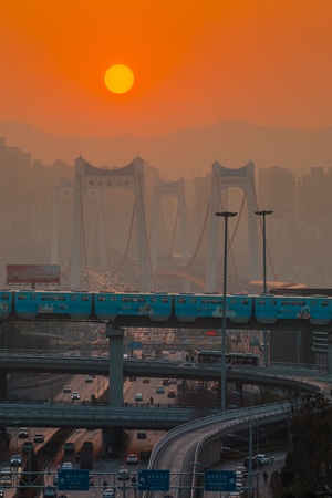 大桥-日出-车流-日落-大桥 图片素材
