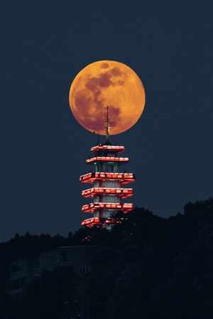 月亮-两江亭-对齐-风景-风光 图片素材