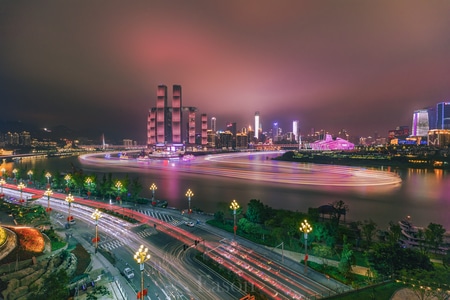 夜景-船轨-夜景-城市-城市风光 图片素材