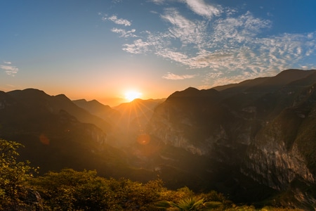 群山-日落-巫山-风景-风光 图片素材