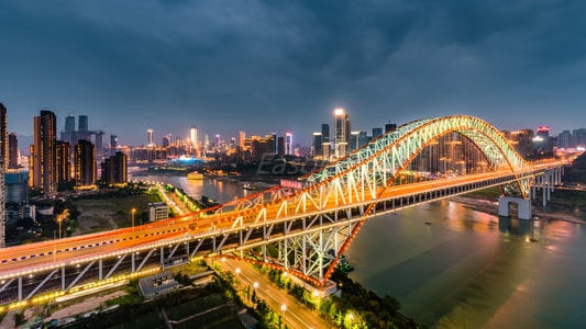 重庆-夜景-朝天门大桥-桥-桥梁 图片素材