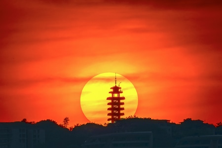 日落-对齐-两江亭-霞光-晚霞 图片素材