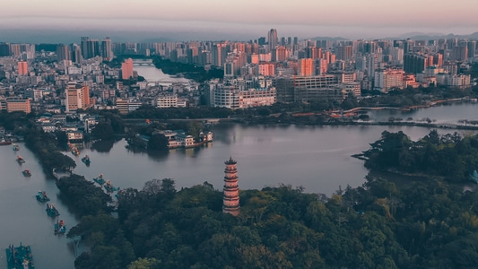 西湖-航拍-惠州-你好2020-城市 图片素材