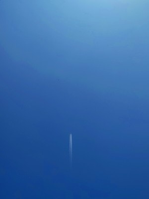 手机摄影-飞机-蓝天-喷气式-留白 图片素材