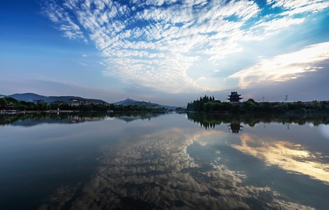 风光-仲宣楼-风光-湖-湖面 图片素材